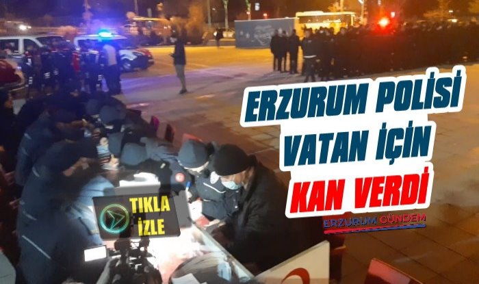 Erzurum Polisi Kızılay’a Kan Verdi