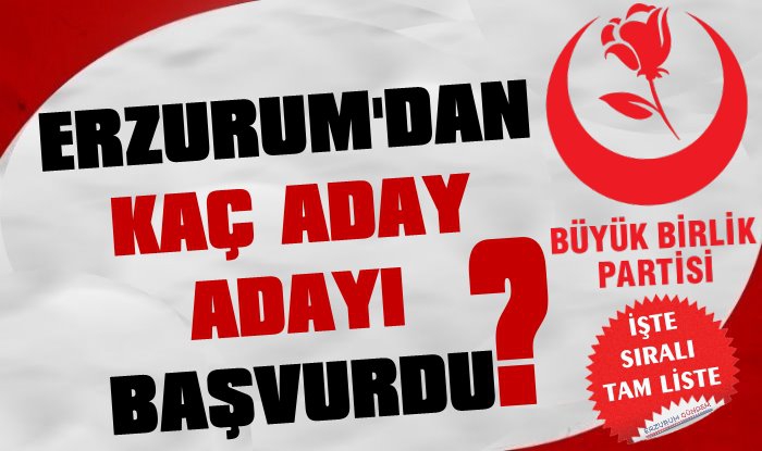 İşte BBP'nin Erzurum'da Milletvekili Aday Adayları Tam Listesi!