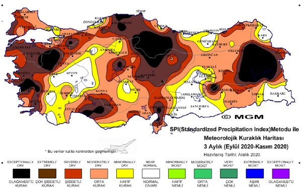 Türkiye’nin 9 Aylık Kuraklık Haritası 1