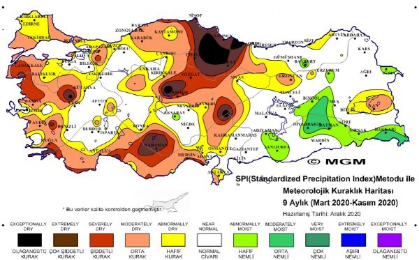 Türkiye’nin 9 Aylık Kuraklık Haritası 3
